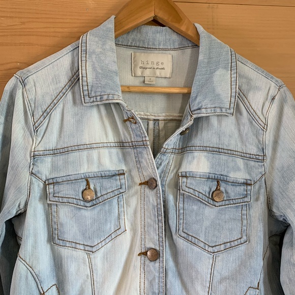 Hinge S Light Bleach Wash Denim Jean Jacket - Picture 2 of 8